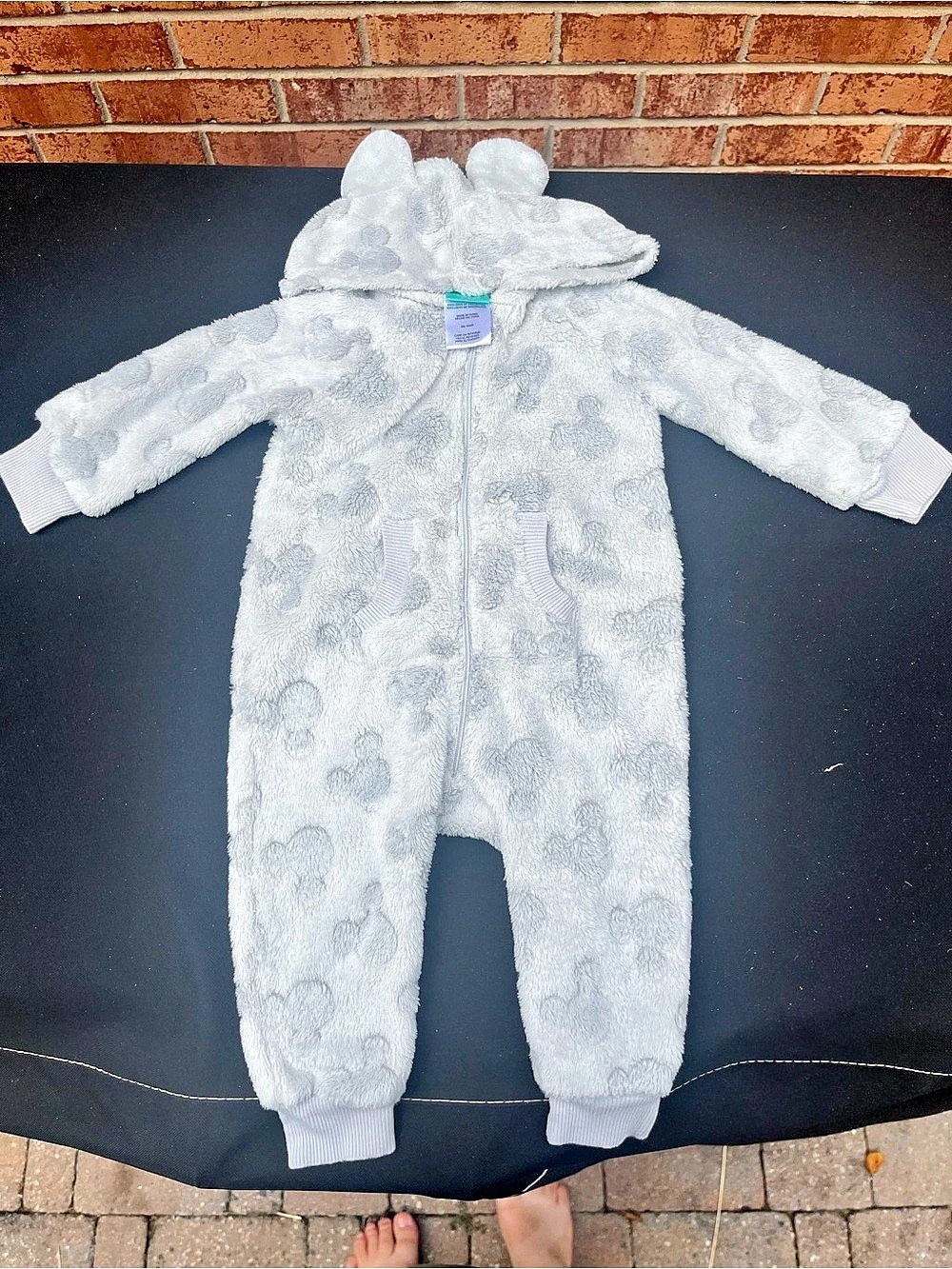 Disney Baby Gray Hooded Footie Size 6-9M